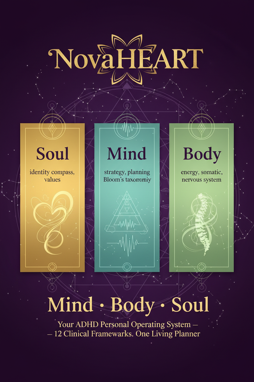 NovaHEART Mind Body Soul Planner — ADHD personal operating system cover